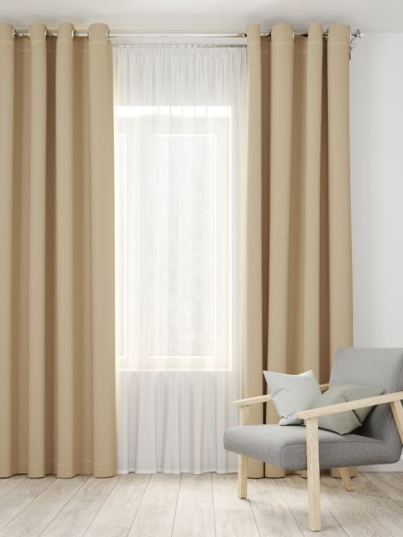 Шторы Латте на люверсах 300х260 Бежевый